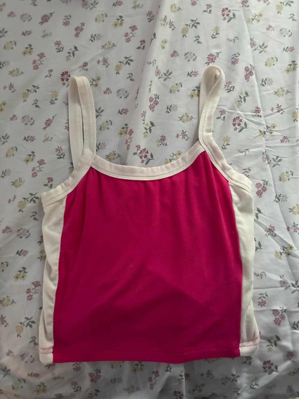 SHEIN Pink Tank Top with Cream Trim - Womens Camisole